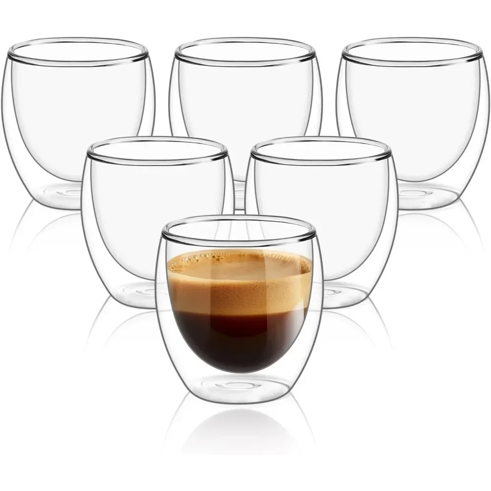 Espresso Shot Glass - 6 pcs Clear Double Wall Glass