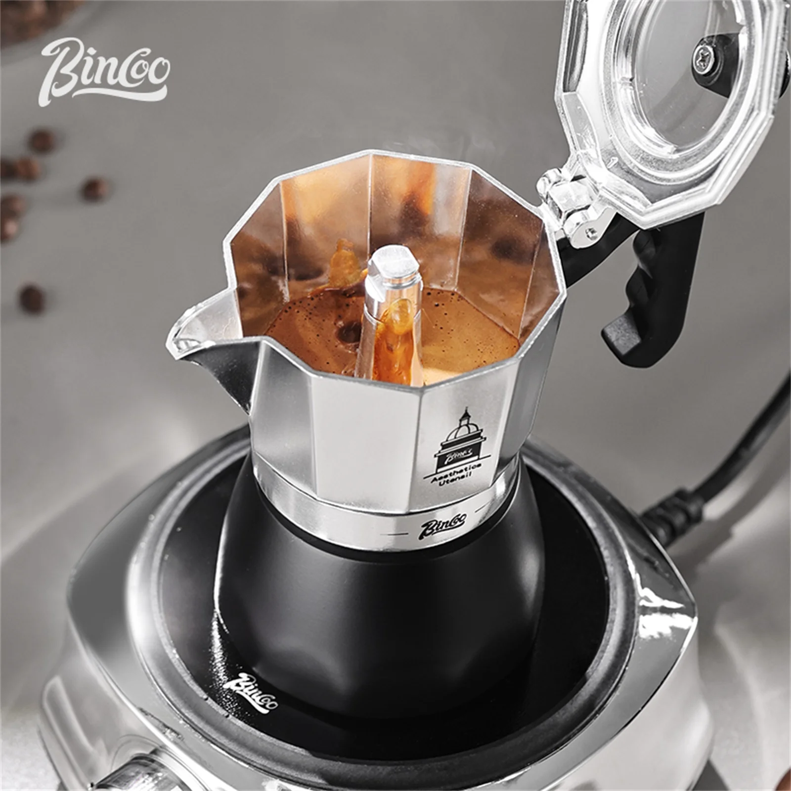 BINCOO Double Valve Moka Pot，E - đánh giá và giá Coffee Equipment Set