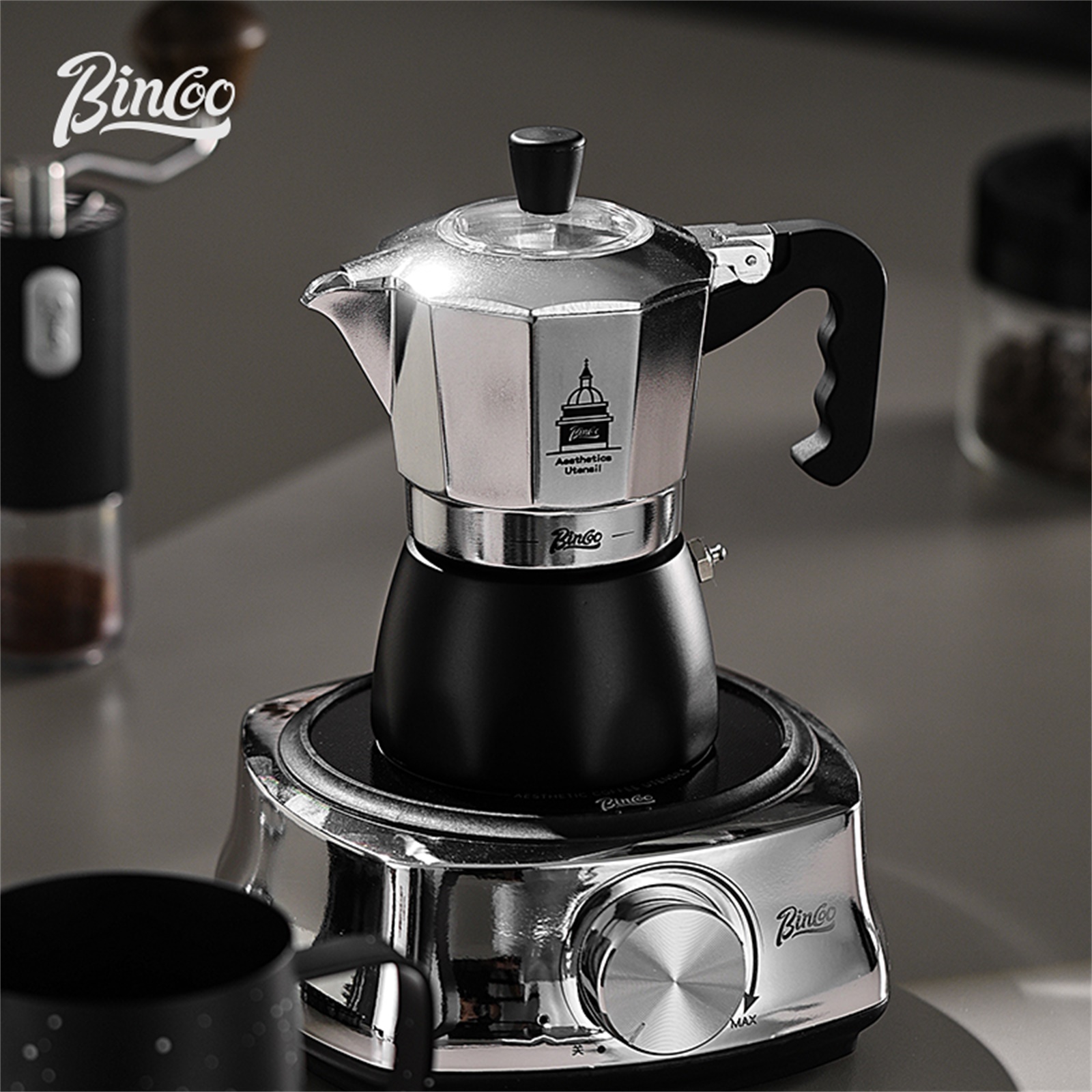 BINCOO Double Valve Moka Pot，E - đánh giá và giá Coffee Equipment Set