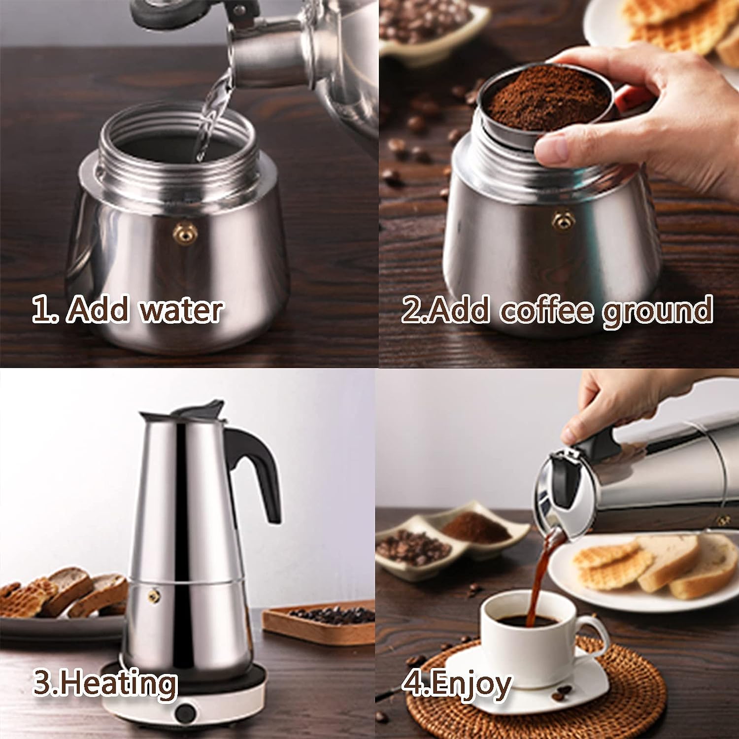 4/6/9 ly Moka nồi Caffe máy Es - đánh giá và giá Coffee Equipment Set